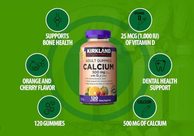 Kirkland Signature Calcium 500 mg với D3 & Kẽm: Hỗ trợ sức khỏe xương và nhiều hơn thế