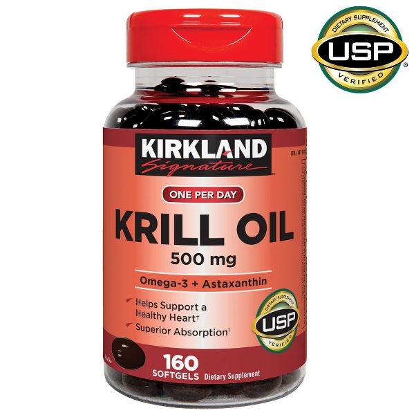 Kirkland Signature Krill Oil 500 mg., 160 Softgels: Lựa Chọn Hoàn Hảo Cho Sức Khỏe Tim Mạch