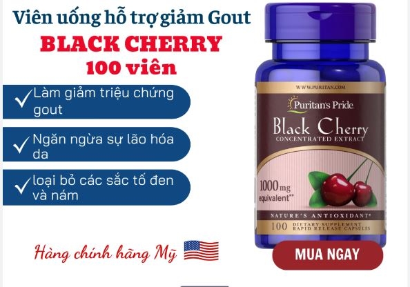 Viên Uống Chiết Xuất Anh Đào Đen 1000 mg: Hỗ Trợ Điều Trị Gout