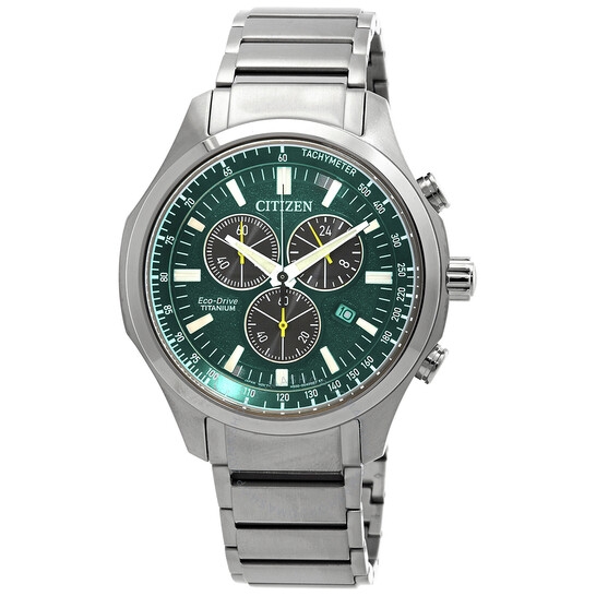 Đồng Hồ Nam CITIZEN Chronograph GMT Eco-Drive Green Dial Men's Watch AT2530-85X