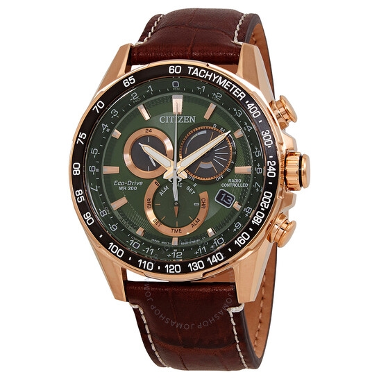 Đồng Hồ Nam CITIZEN PCAT World Time Chronograph Green Dial Men's Watch CB5919-00X