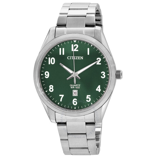 Đồng Hồ Nam CITIZEN Quartz Green Dial Stainless Steel Men's Watch BI1031-51X