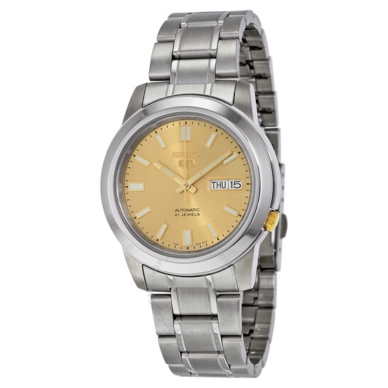 Đồng Hồ Nam SEIKO 5 Automatic Stainless Steel Gold Dial Men's Watch SNKK13