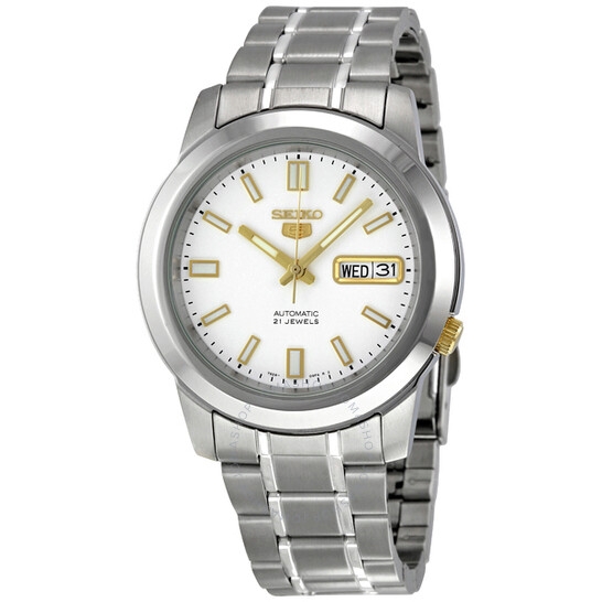 Đồng Hồ Nam SEIKO 5 Automatic Stainless Steel White Dial Men's Watch SNKK07