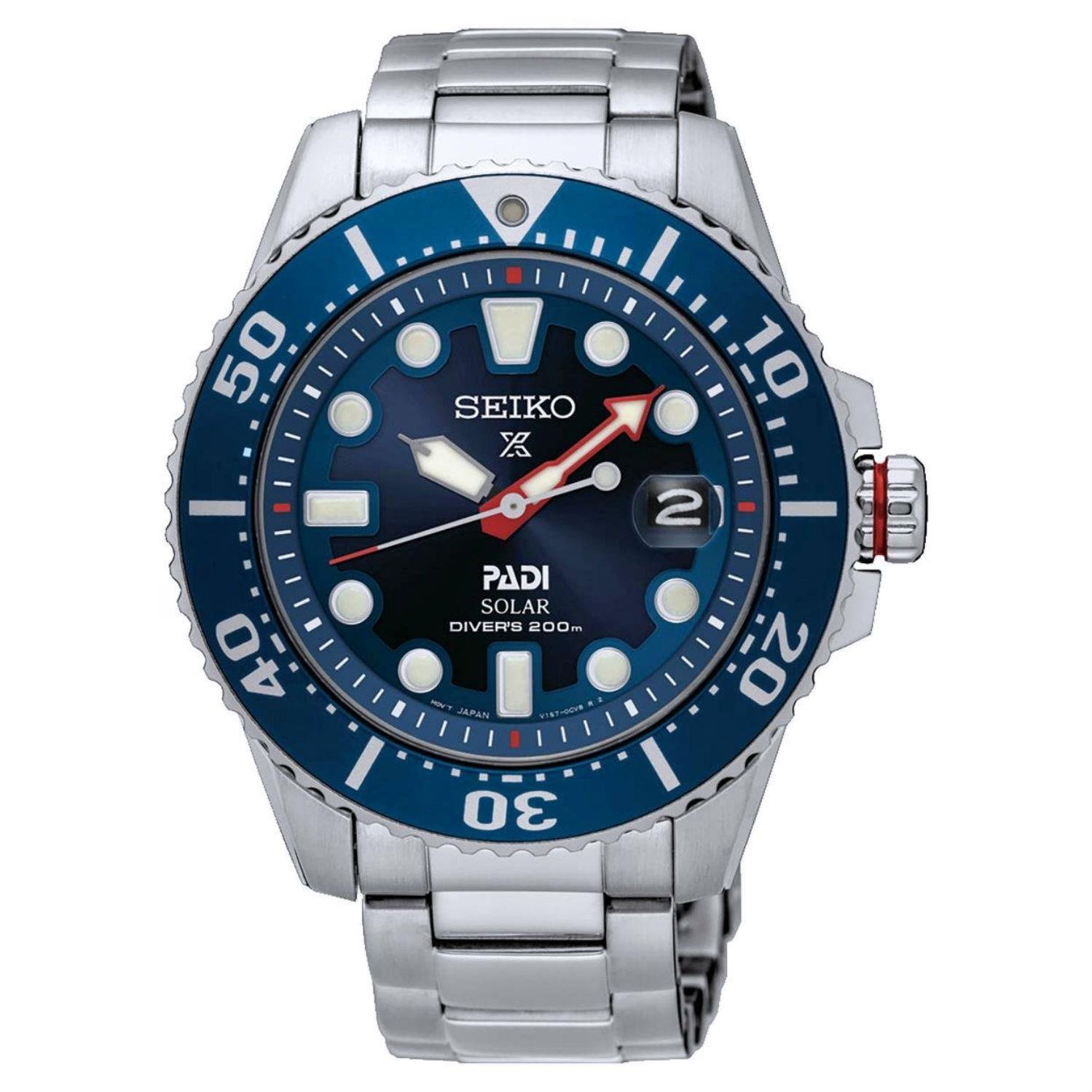 Đồng Hồ Nam Seiko Men's 43mm Steel Bracelet & Case Solar Blue Dial Analog Watch SNE435P1